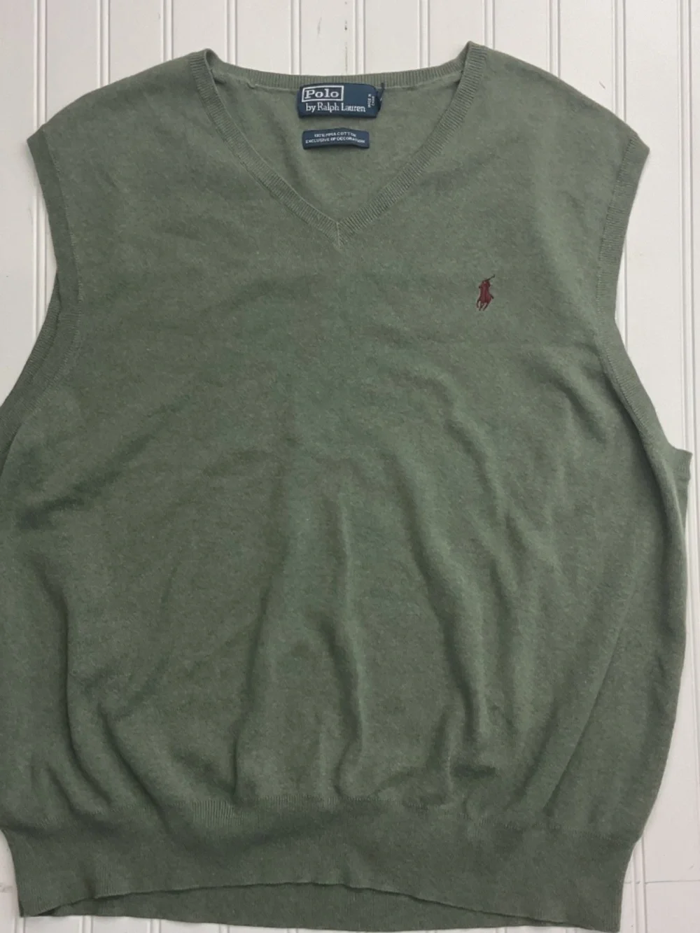 Polo Ralph Lauren Men's V-Neck Sweater 100% Pima Cotton Heather Sage Green XXL